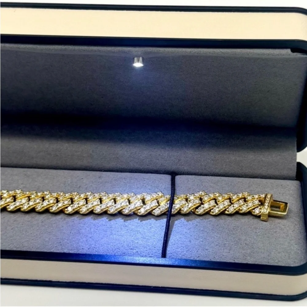 18k Gold Plated, 9.90CTW Moissanite Miami Cuban Bracelet